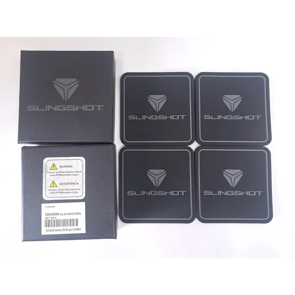 Polaris Slingshot Rubber Coaster Set of 4 Black Grey Logo 2864906 New in Box